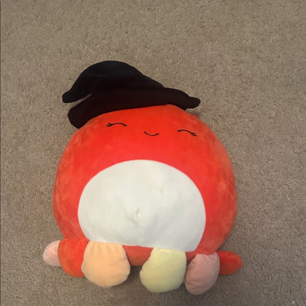 Detra Orange Octopus Halloween Witch Hat Plush Stuffed Animal